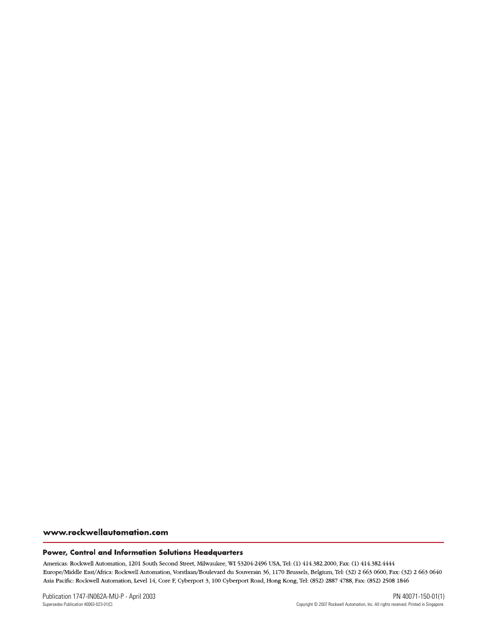 Back cover | Rockwell Automation 1747-AIC SLC 500 Programmable Controller Isolated Link Coupler User Manual | Page 12 / 12