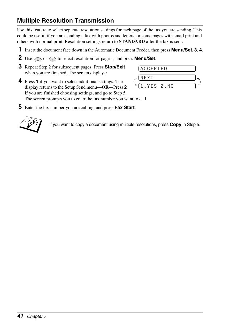 Multiple resolution transmission | Brother FAX-1030E User Manual | Page 48 / 118