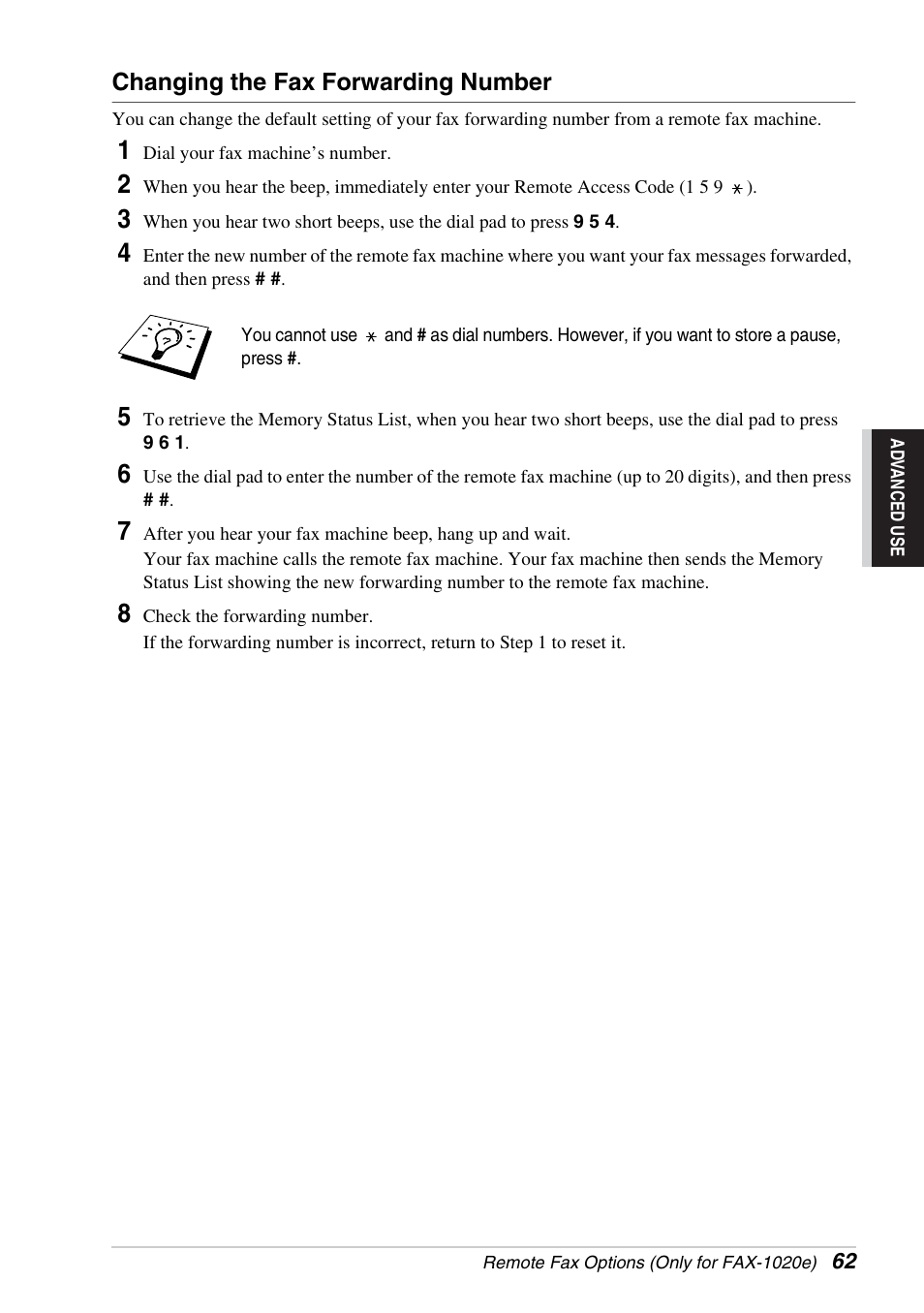 Changing the fax forwarding number | Brother FAX-1030E User Manual | Page 69 / 118