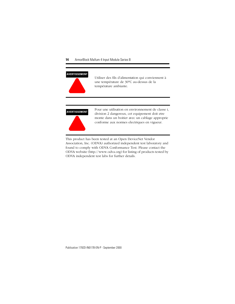 Rockwell Automation 1792D-4BVOD ArmorBlock MaXum 4 Input Module Series B User Manual | Page 14 / 16