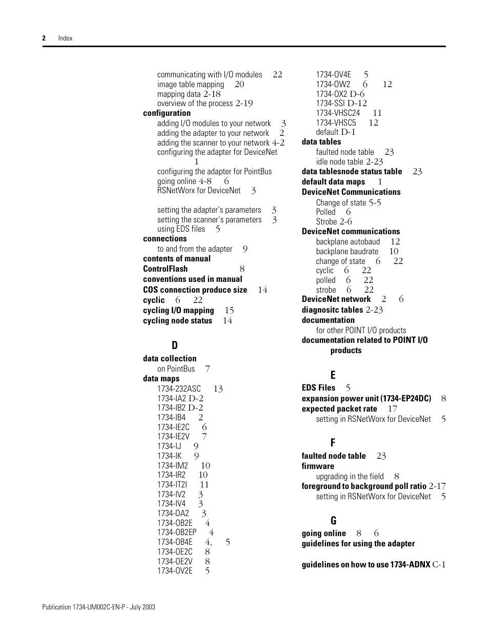 Rockwell Automation 1734-ADNX POINT I/O DeviceNet Adpater User Manual User Manual | Page 130 / 136