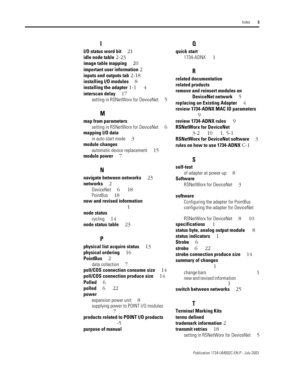 Rockwell Automation 1734-ADNX POINT I/O DeviceNet Adpater User Manual User Manual | Page 131 / 136