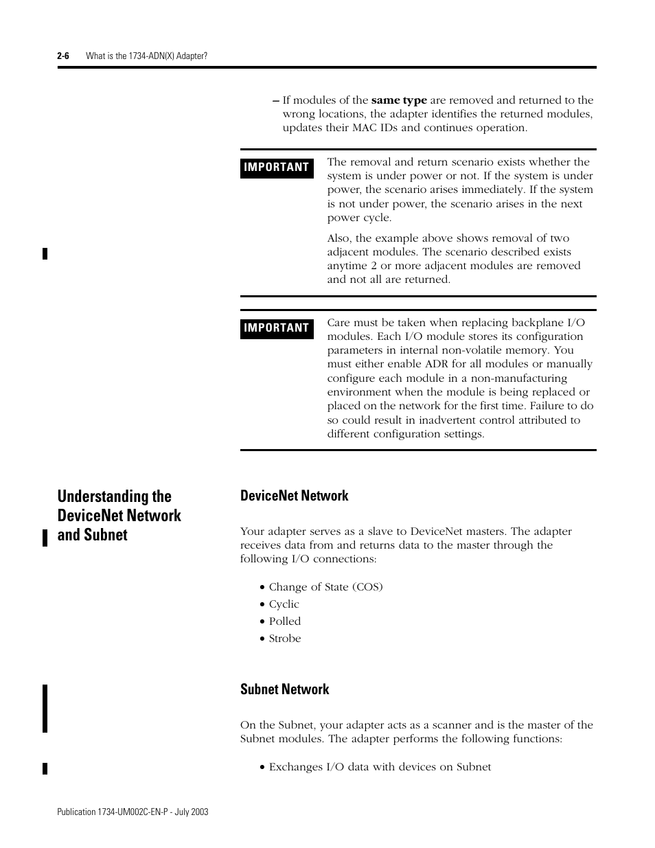 Understanding the devicenet network and subnet | Rockwell Automation 1734-ADNX POINT I/O DeviceNet Adpater User Manual User Manual | Page 26 / 136