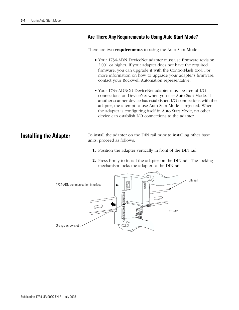 Installing the adapter | Rockwell Automation 1734-ADNX POINT I/O DeviceNet Adpater User Manual User Manual | Page 48 / 136