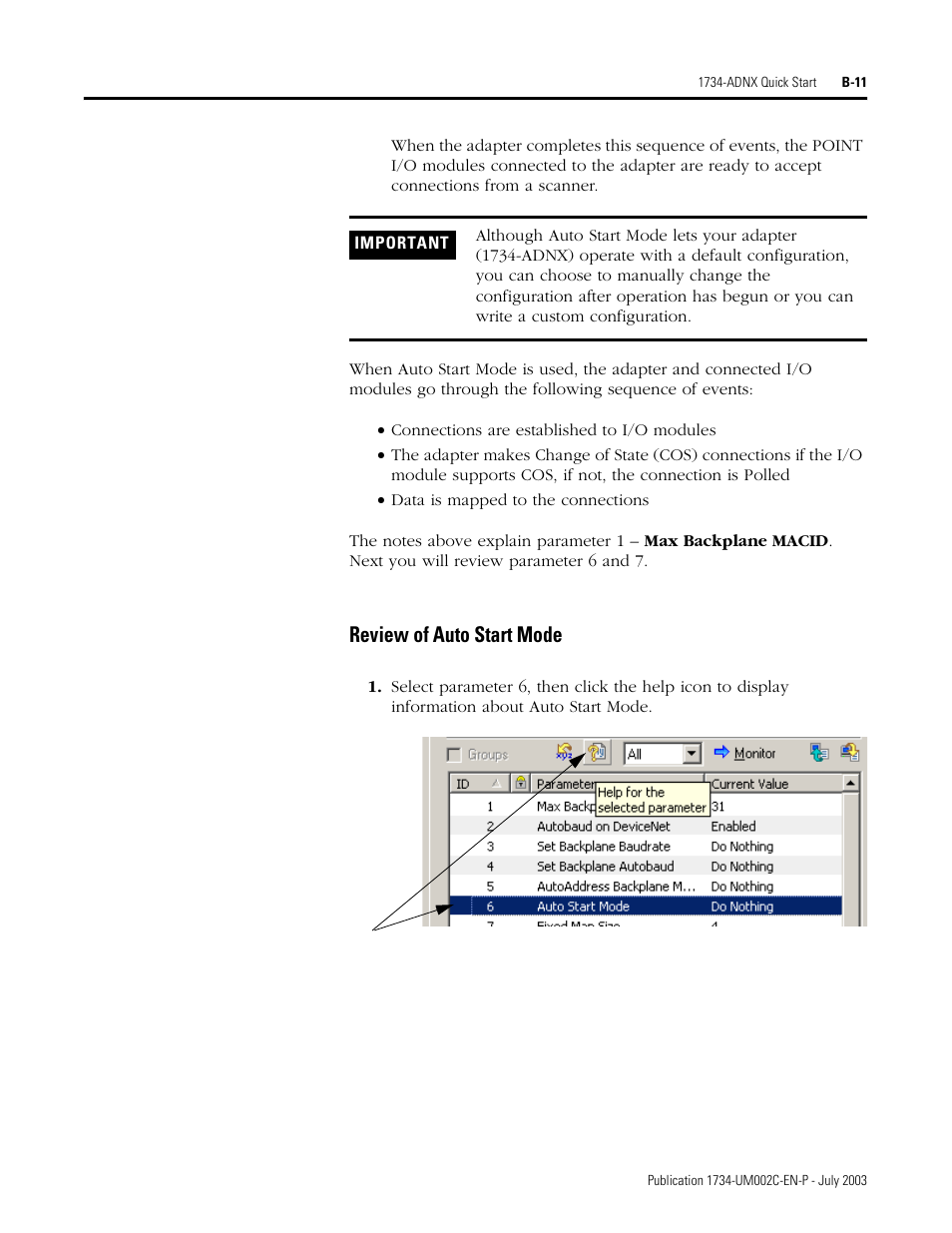 Review of auto start mode | Rockwell Automation 1734-ADNX POINT I/O DeviceNet Adpater User Manual User Manual | Page 91 / 136