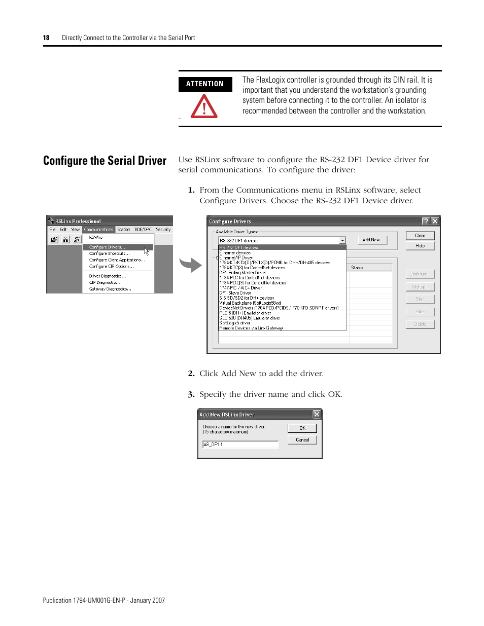 Configure the serial driver | Rockwell Automation 1794-L34 FlexLogix Controller System User Manual User Manual | Page 18 / 130