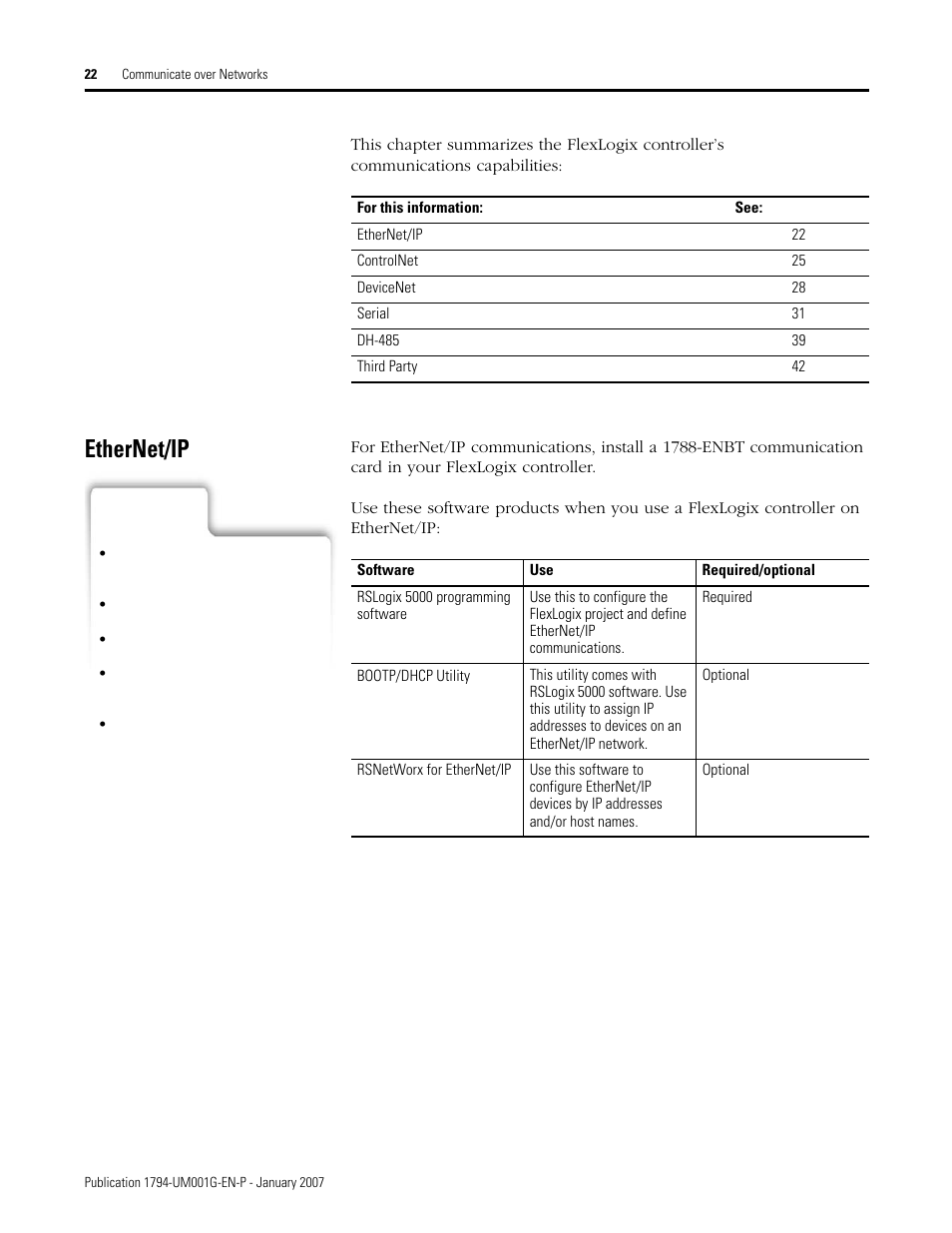Ethernet/ip | Rockwell Automation 1794-L34 FlexLogix Controller System User Manual User Manual | Page 22 / 130