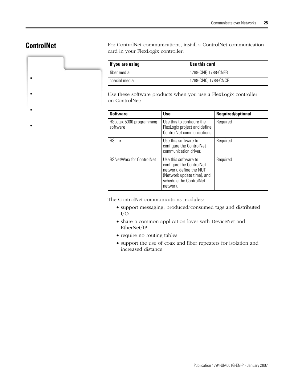 Controlnet | Rockwell Automation 1794-L34 FlexLogix Controller System User Manual User Manual | Page 25 / 130