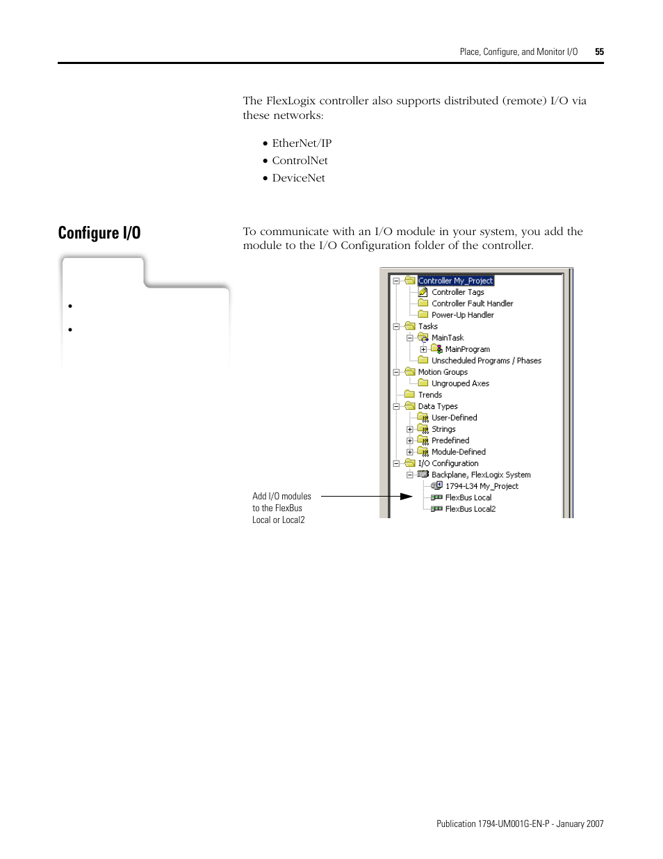 Configure i/o | Rockwell Automation 1794-L34 FlexLogix Controller System User Manual User Manual | Page 55 / 130