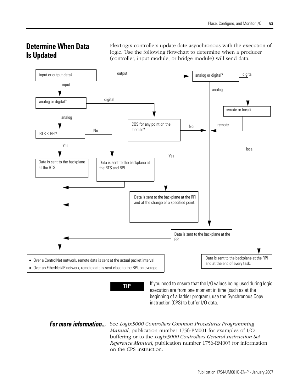 Determine when data is updated, For more information | Rockwell Automation 1794-L34 FlexLogix Controller System User Manual User Manual | Page 63 / 130