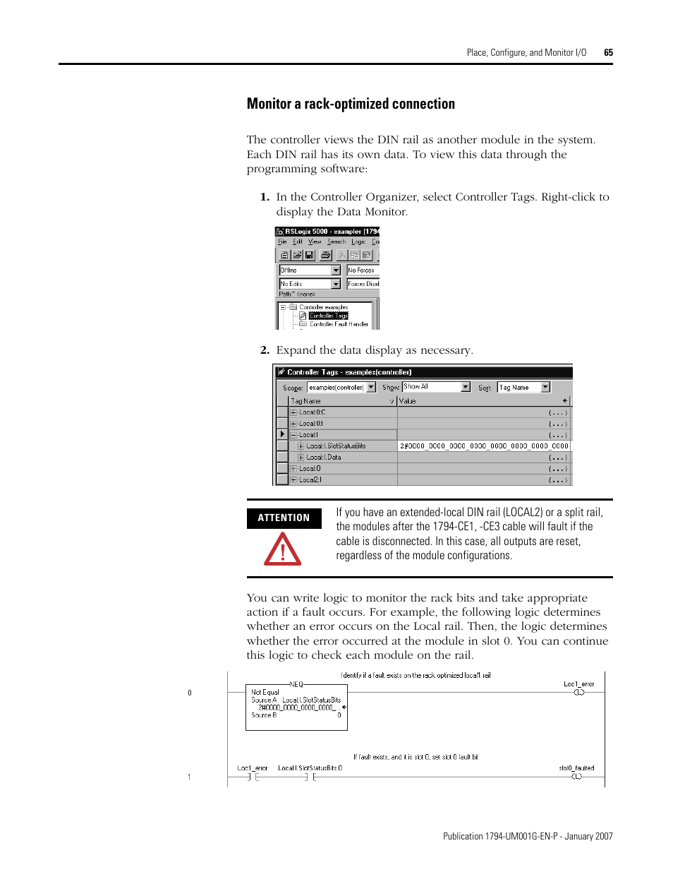 Monitor a rack-optimized connection | Rockwell Automation 1794-L34 FlexLogix Controller System User Manual User Manual | Page 65 / 130