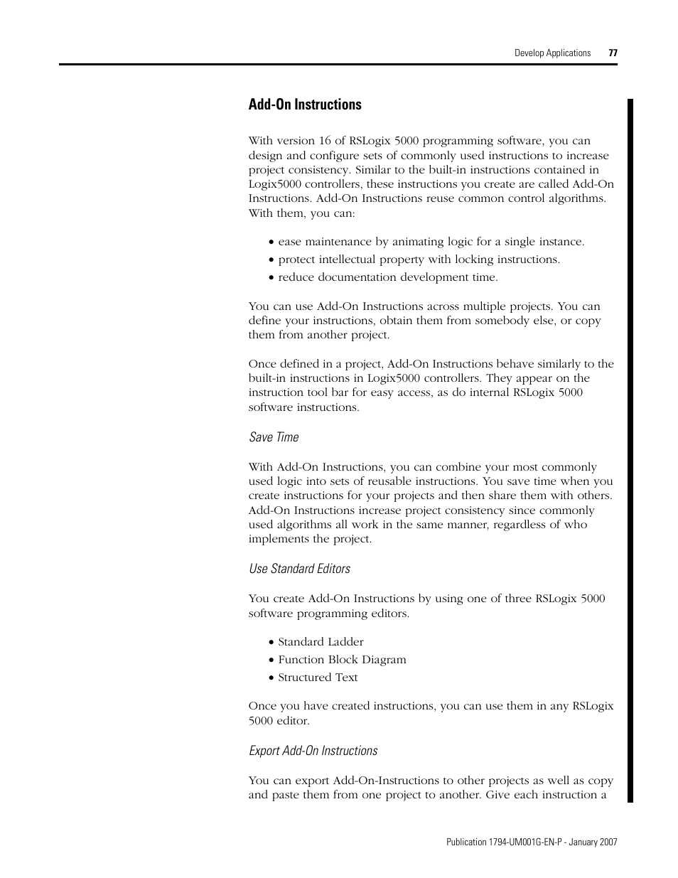 Add-on instructions | Rockwell Automation 1794-L34 FlexLogix Controller System User Manual User Manual | Page 77 / 130