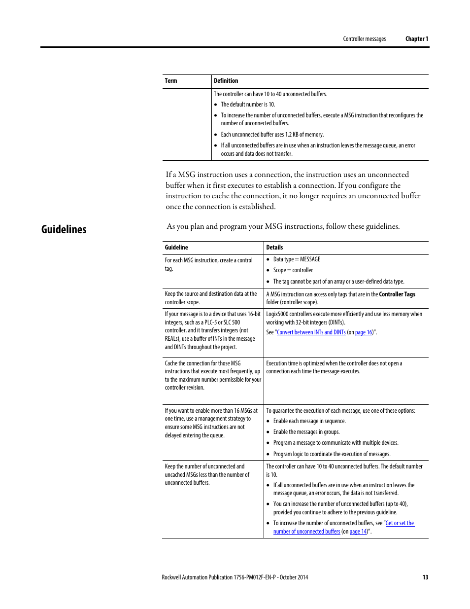 Guidelines | Rockwell Automation Logix5000 Controllers Messages Programming Manual User Manual | Page 13 / 34