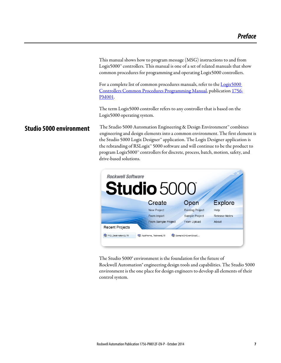 Preface, Studio 5000 environment | Rockwell Automation Logix5000 Controllers Messages Programming Manual User Manual | Page 7 / 34