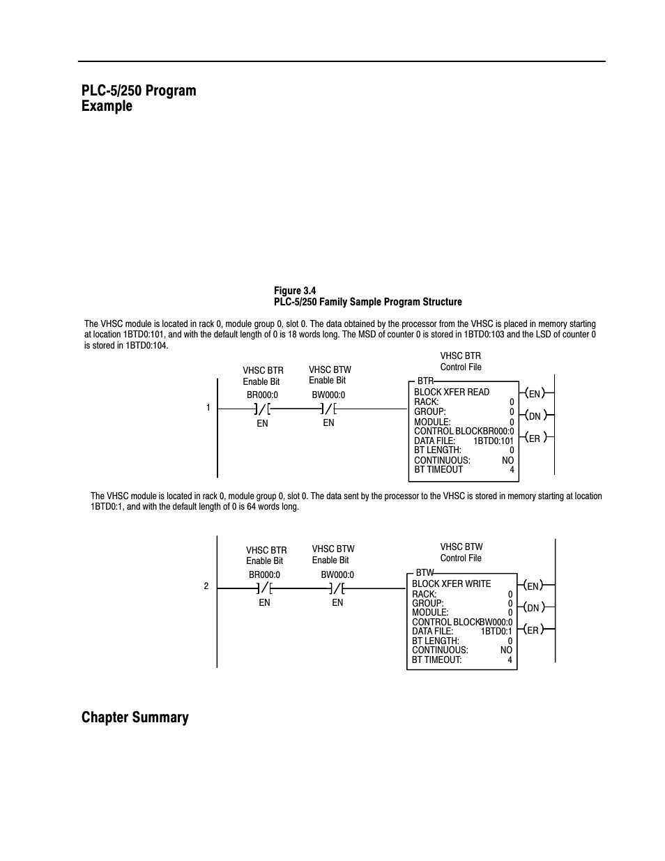 Plc 5/250 program example, Plcć5/250 program example chapter summary | Rockwell Automation 1771-VHSC , D17716.5.74 Very High S User Manual | Page 39 / 80