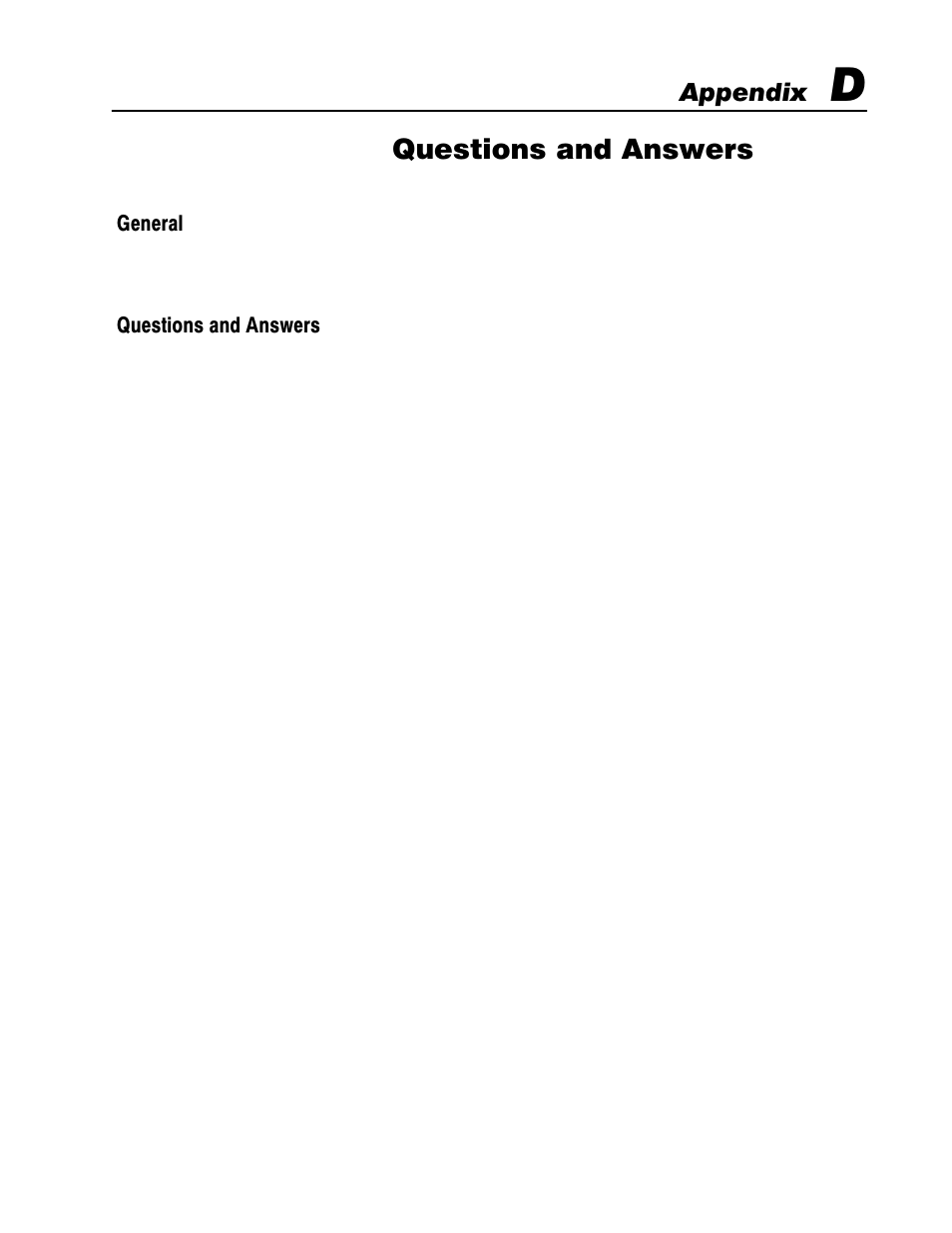 D - questions and answers, General, Questions and answers | Appendix | Rockwell Automation 1771-VHSC , D17716.5.74 Very High S User Manual | Page 67 / 80