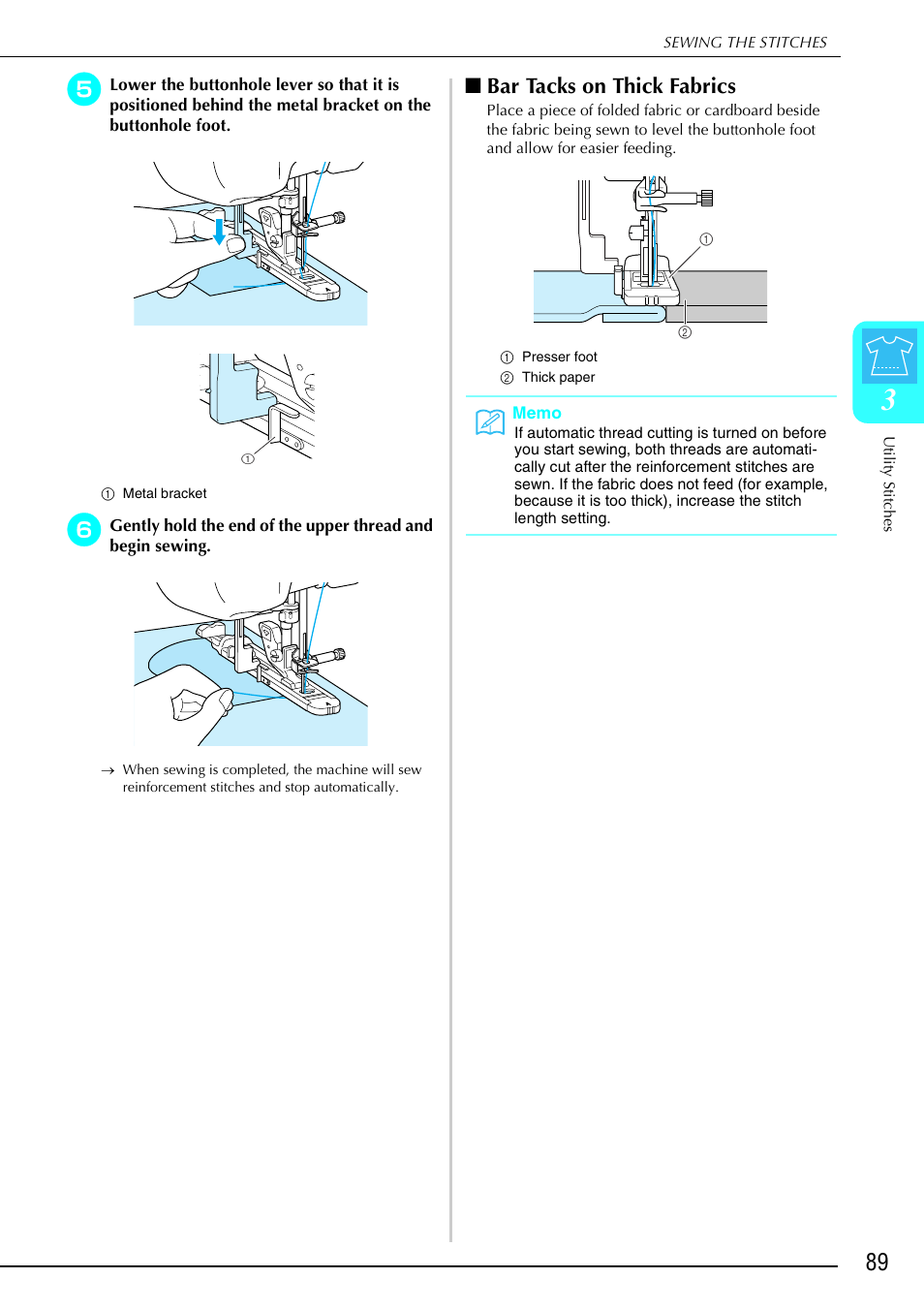 Bar tacks on thick fabrics | Brother 882-S90/S91 User Manual | Page 100 / 249
