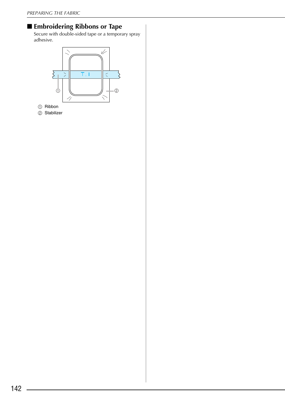 Embroidering ribbons or tape | Brother 882-S90/S91 User Manual | Page 153 / 249