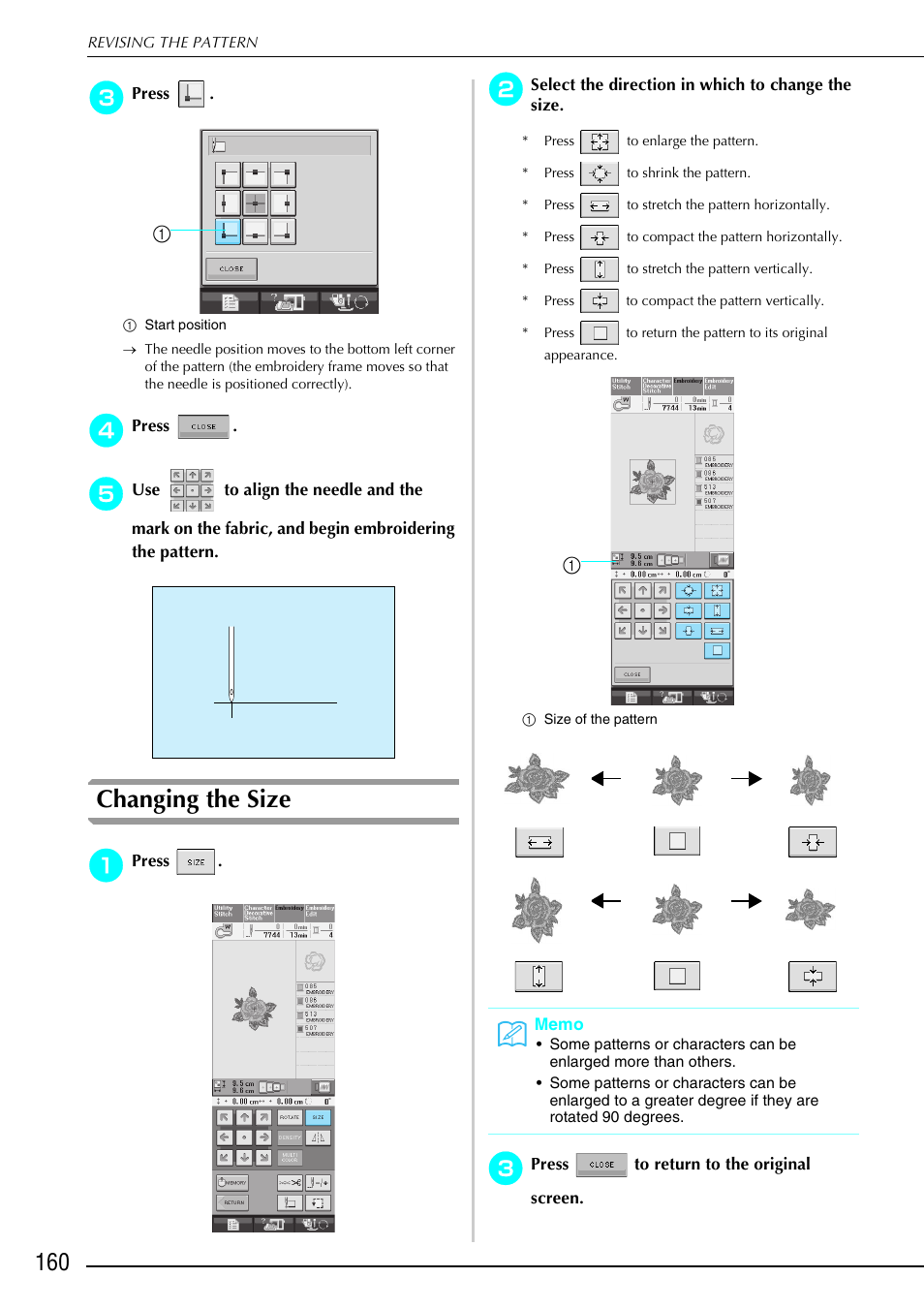 Changing the size | Brother 882-S90/S91 User Manual | Page 171 / 249