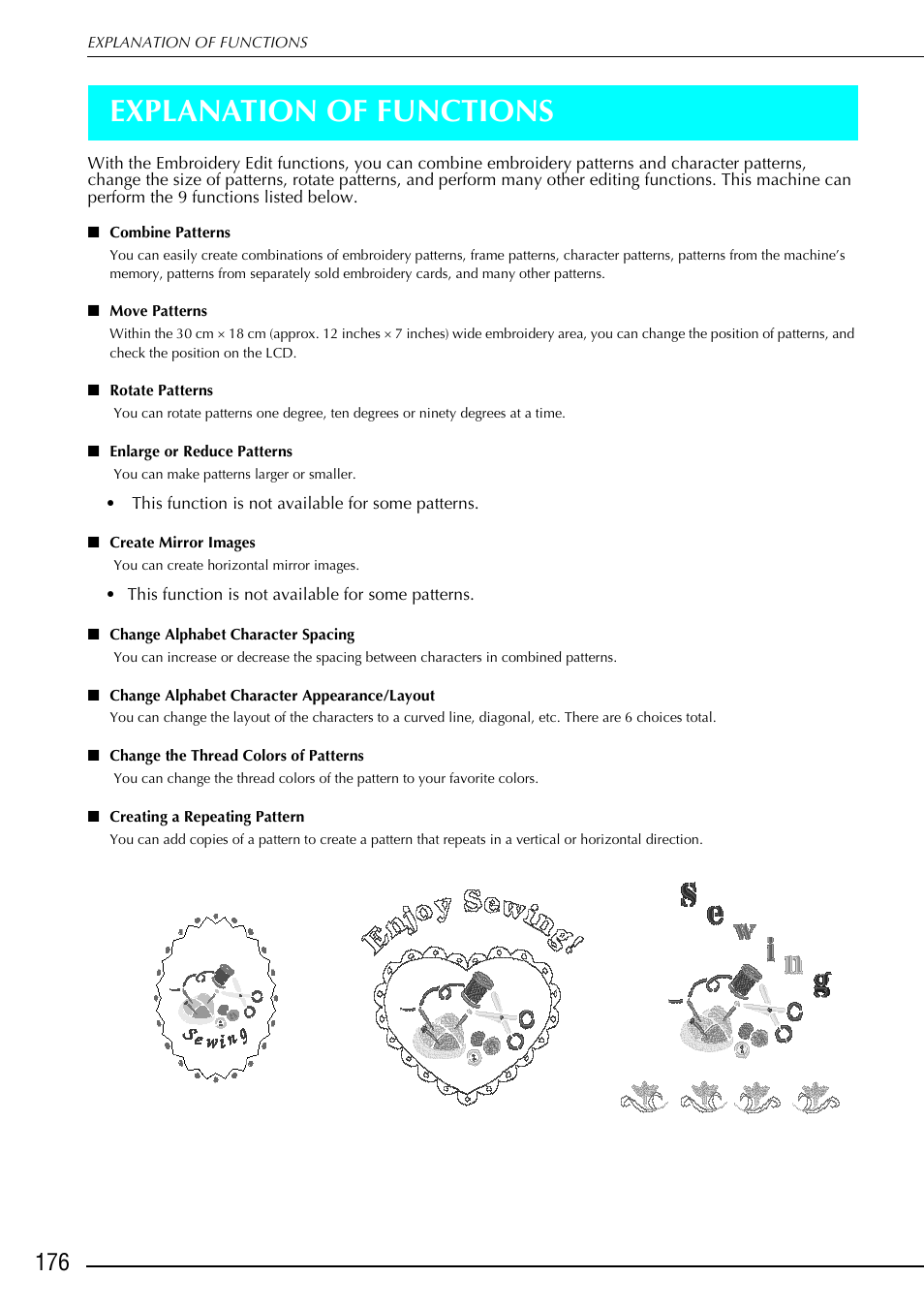 Explanation of functions | Brother 882-S90/S91 User Manual | Page 187 / 249