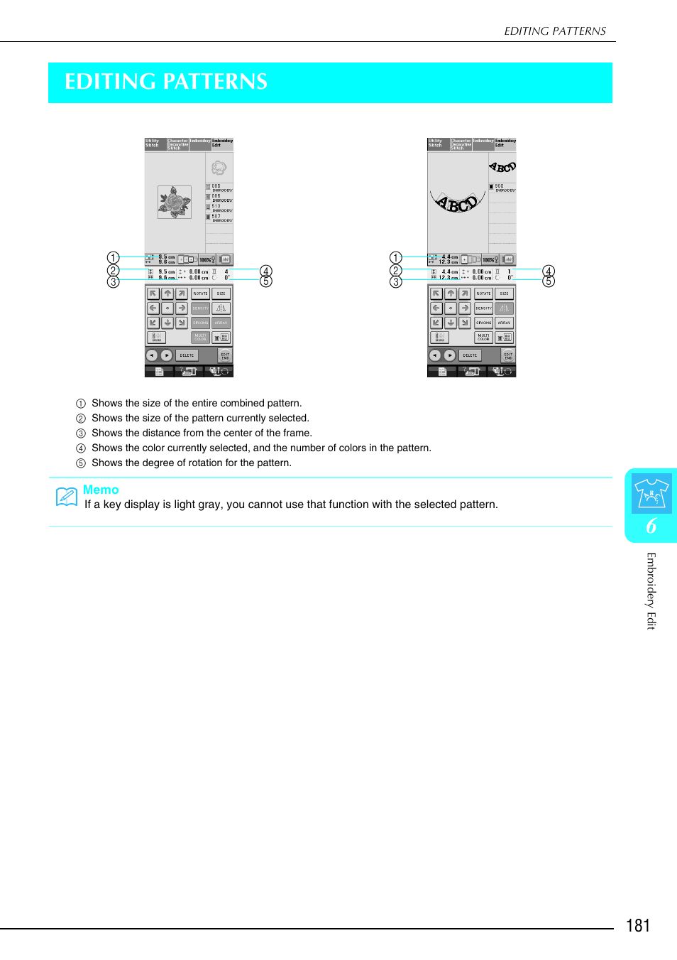 6editing patterns | Brother 882-S90/S91 User Manual | Page 192 / 249