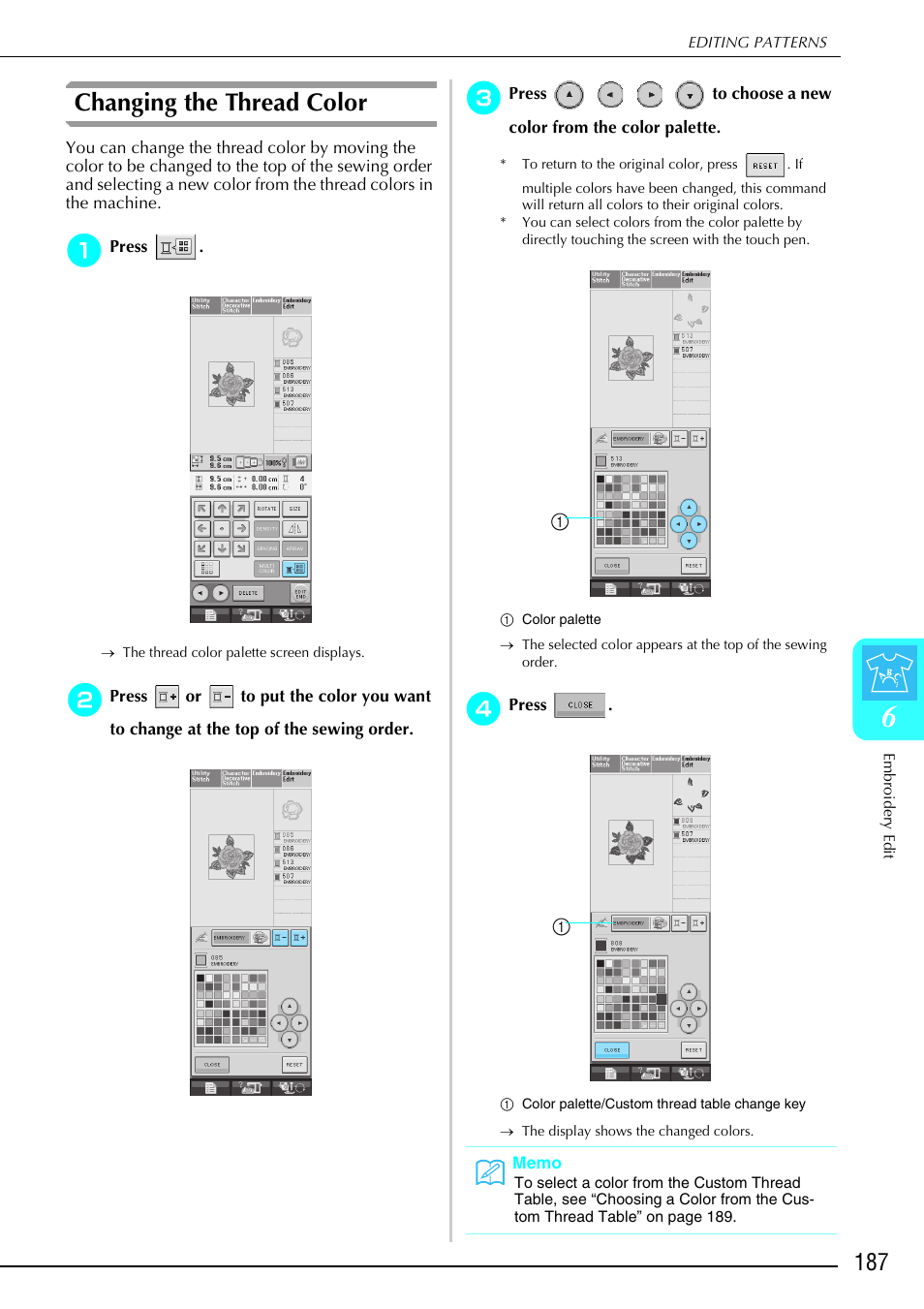 Changing the thread color | Brother 882-S90/S91 User Manual | Page 198 / 249