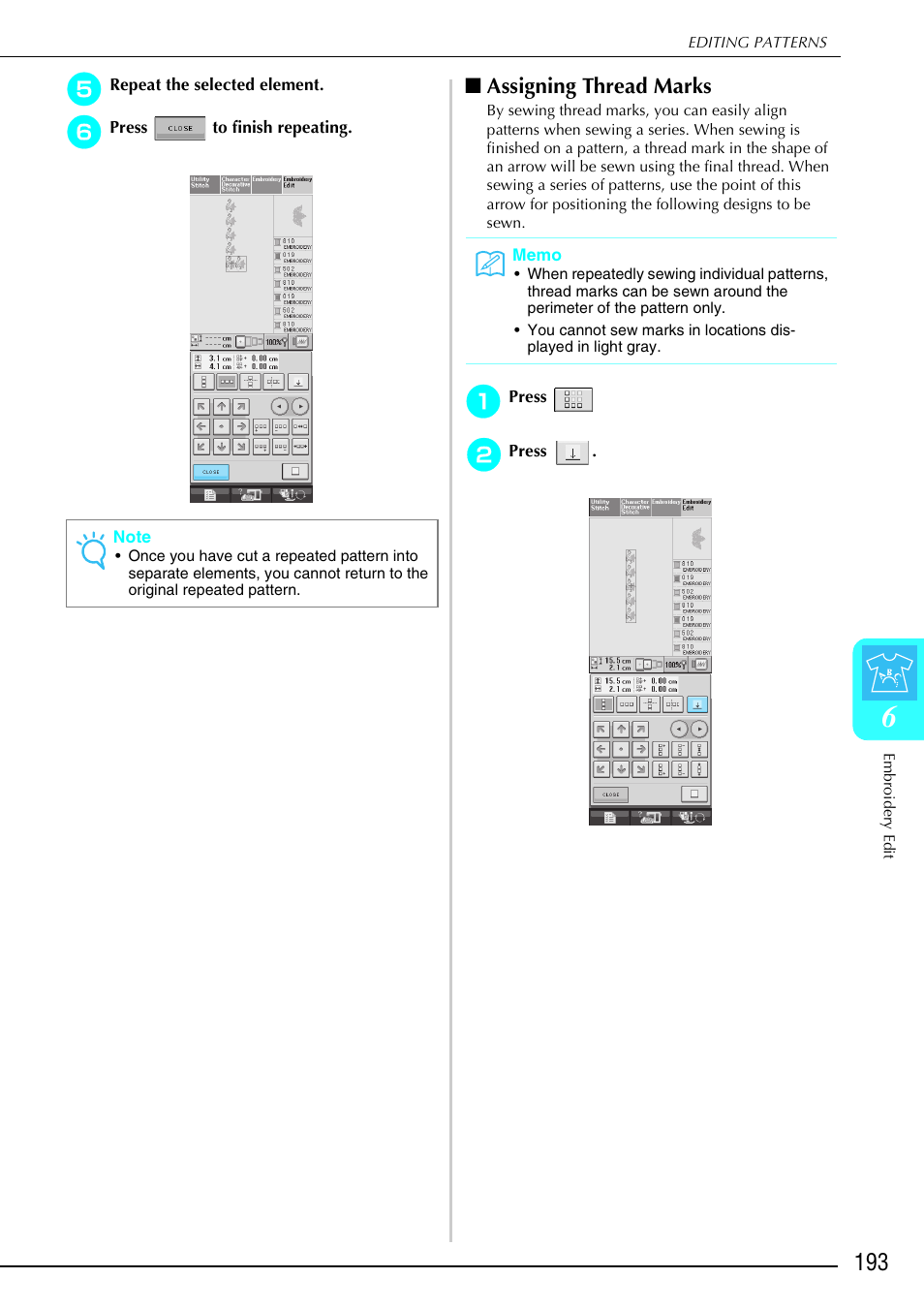 Assigning thread marks | Brother 882-S90/S91 User Manual | Page 204 / 249