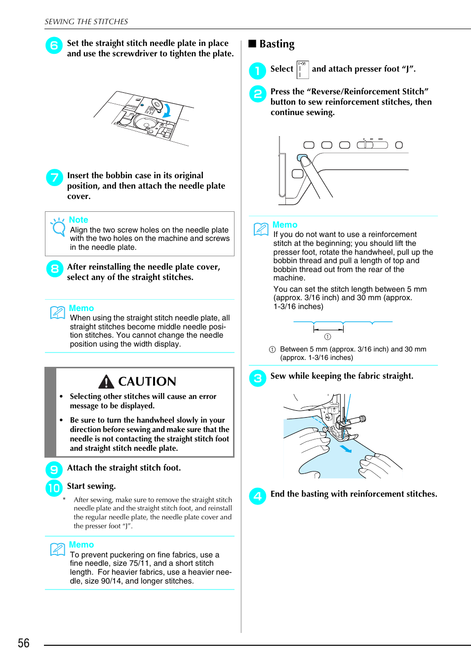 Caution, Basting | Brother 882-S90/S91 User Manual | Page 67 / 249