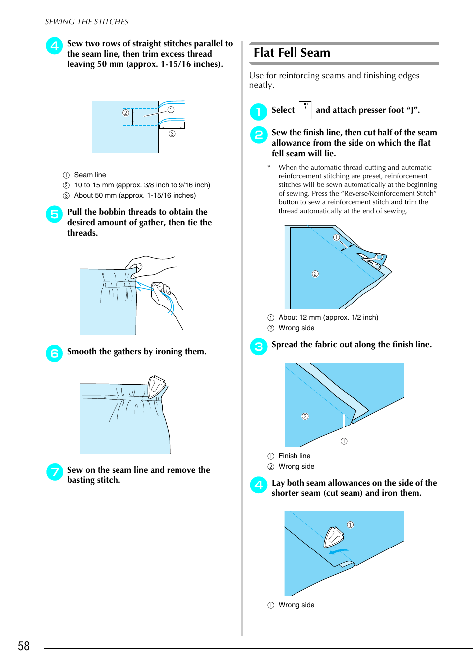 Flat fell seam | Brother 882-S90/S91 User Manual | Page 69 / 249