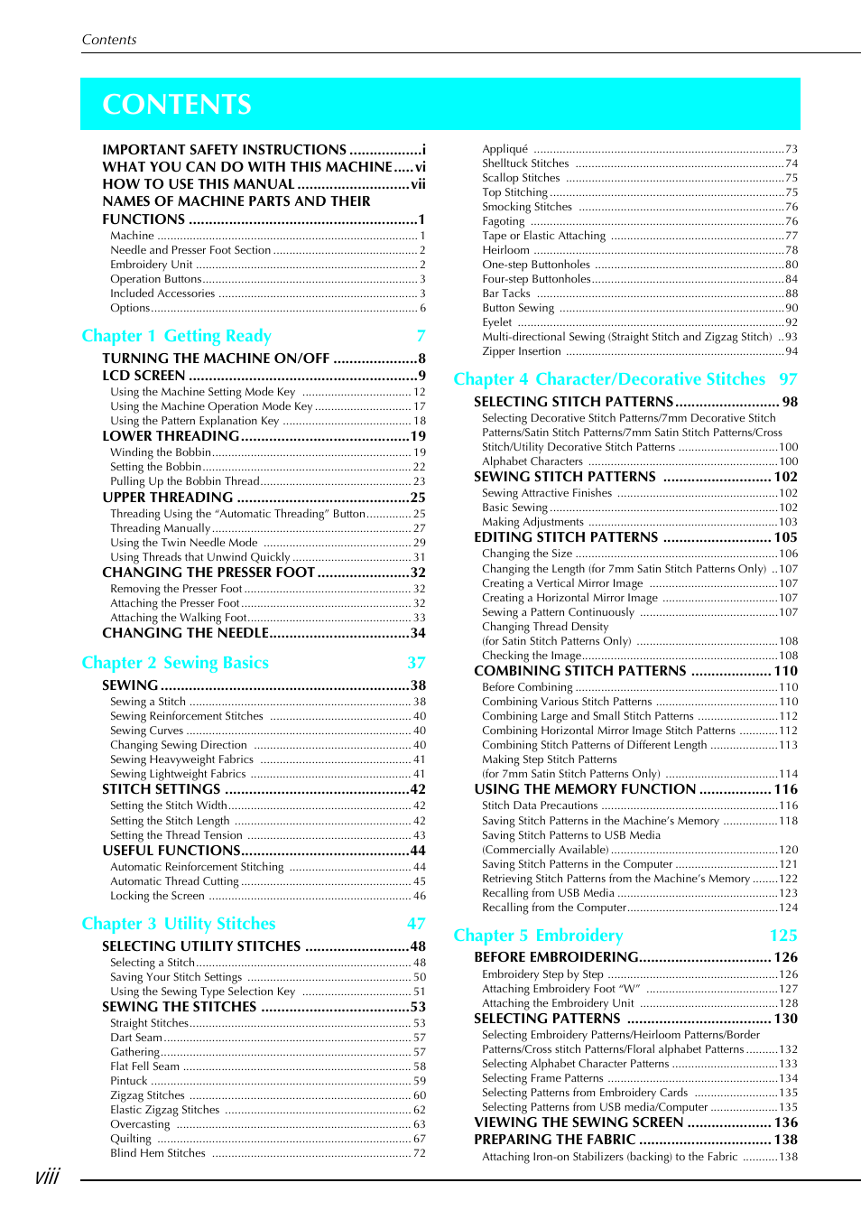Brother 882-S90/S91 User Manual | Page 9 / 249