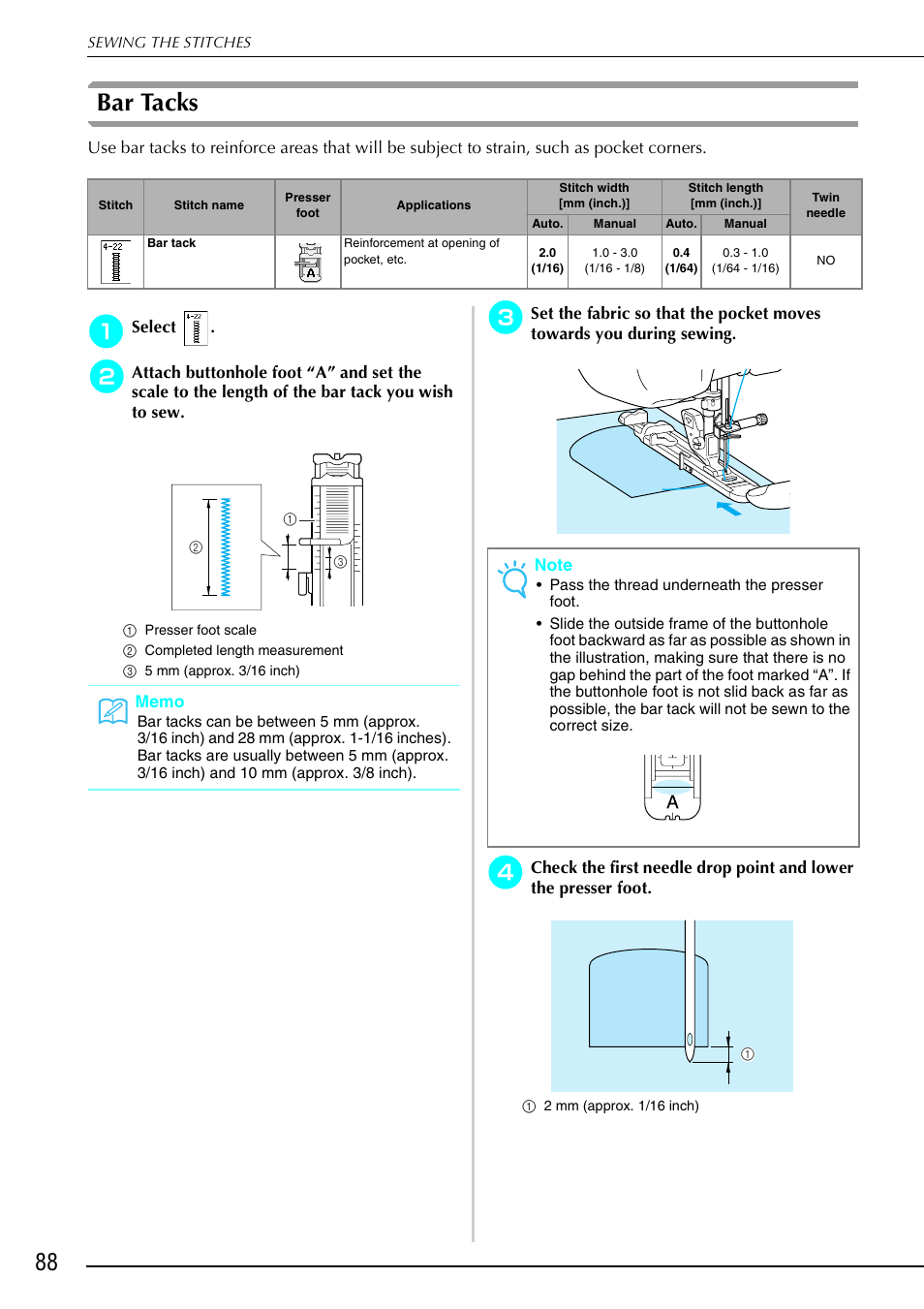 Bar tacks | Brother 882-S90/S91 User Manual | Page 99 / 249