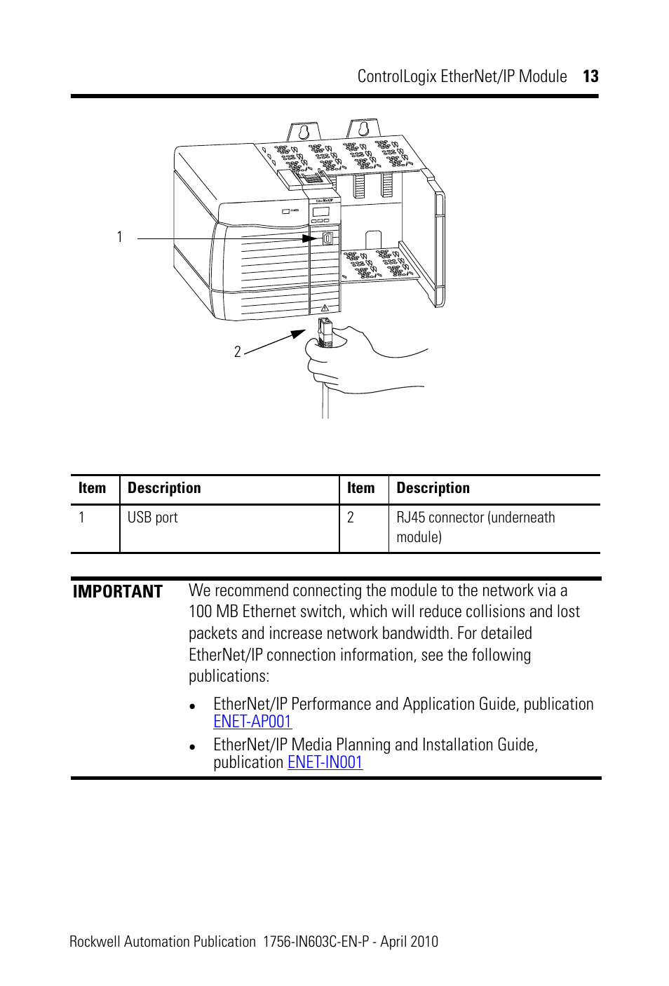 Rockwell Automation 1756-EN2T ControlLogix EtherNet/IP Module Installation Instructions User Manual | Page 13 / 28