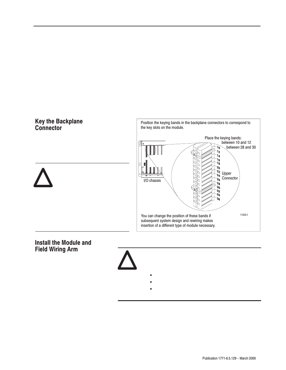 Key the backplane connector, Install the module and field wiring arm | Rockwell Automation 1771-IR Series D RTD Input Module User Manual User Manual | Page 17 / 79