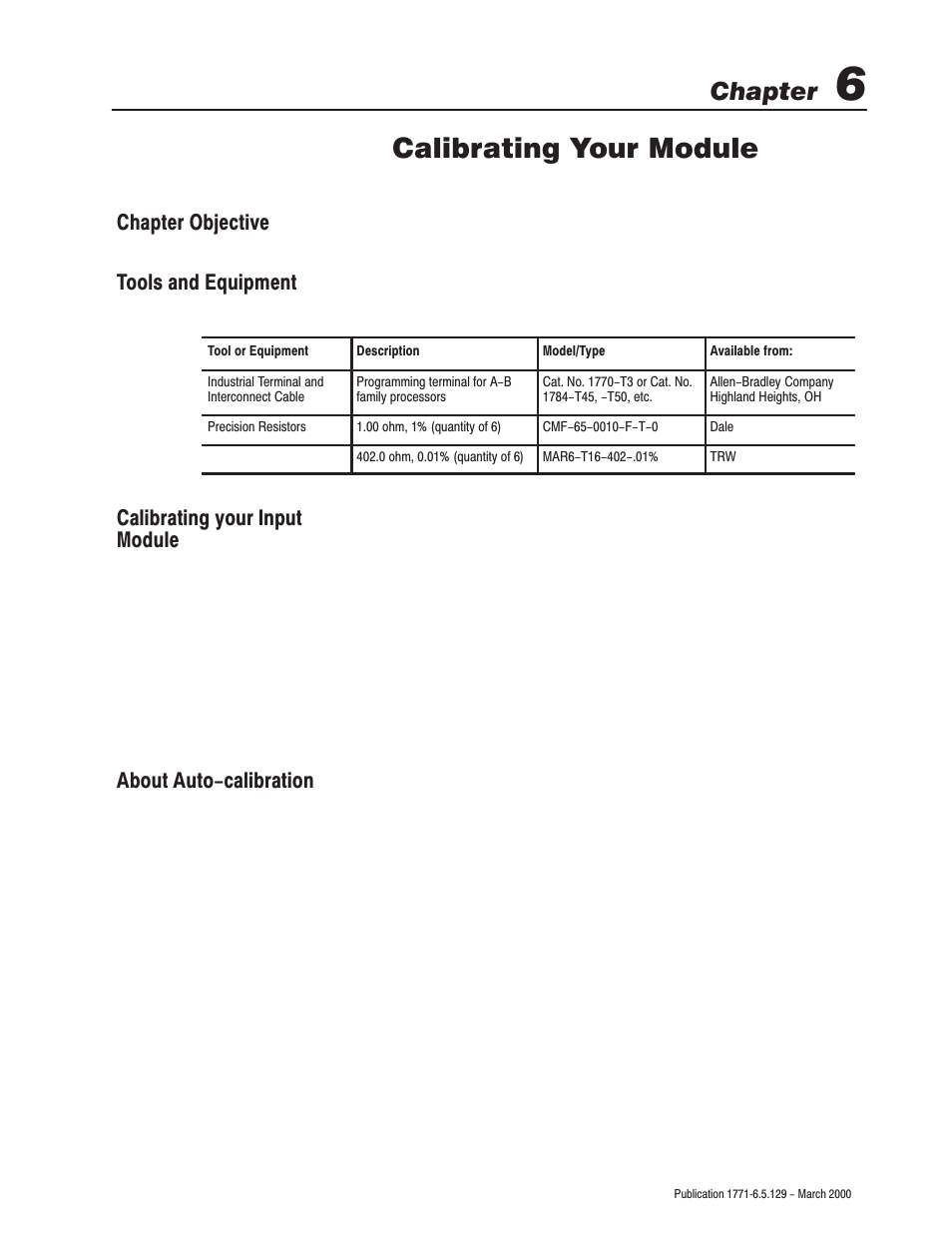 Calibrating your module, Chapter | Rockwell Automation 1771-IR Series D RTD Input Module User Manual User Manual | Page 39 / 79