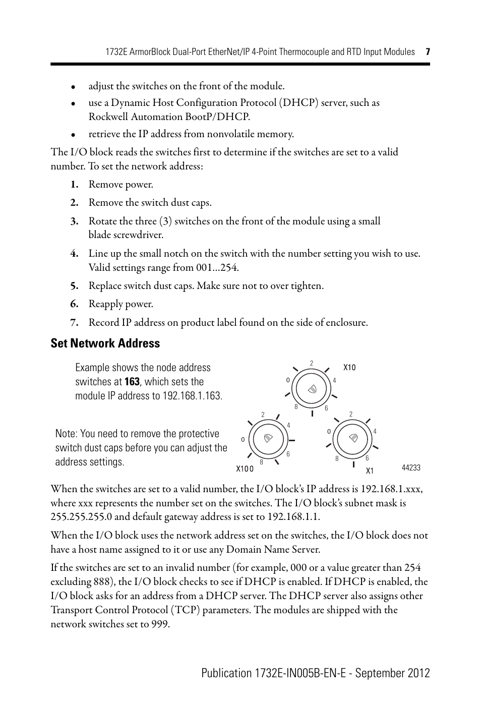 Set network address | Rockwell Automation 1732E-IR4IM12R ArmorBlock Dual-Port EtherNet/IP 4-Point Thermocouple and RTD Input User Manual | Page 7 / 24