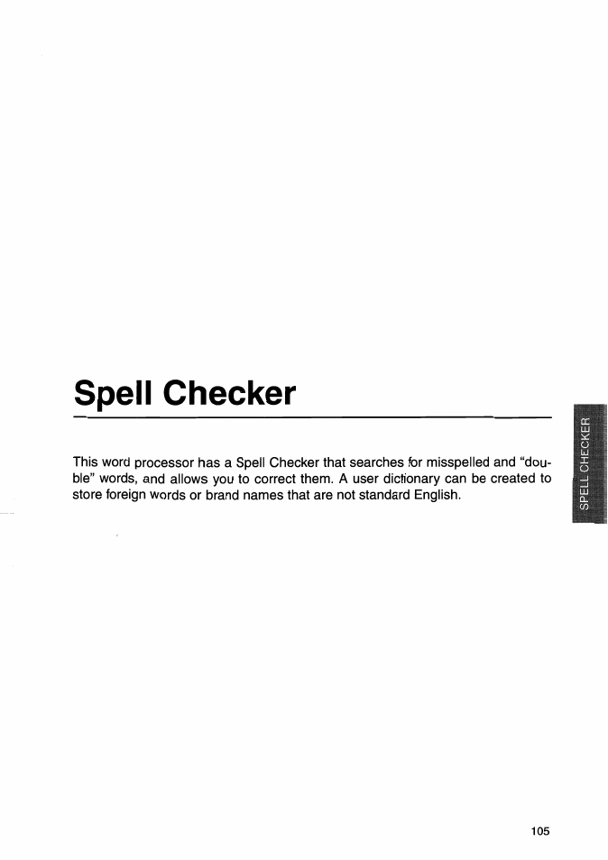 Spell checker, Speii checker | Brother WP-700D User Manual | Page 113 / 172