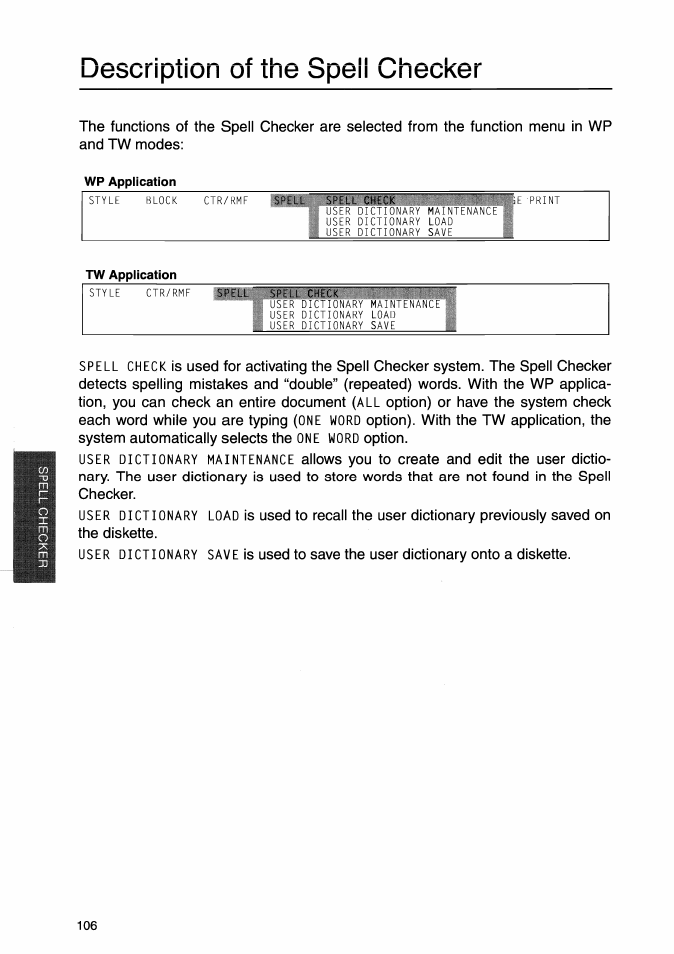 Dfcisuripiiun uf the sptiii chfciukfcir | Brother WP-700D User Manual | Page 114 / 172