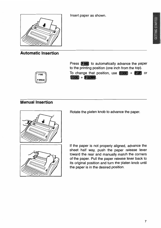 Automatic insertion, Manual insertion | Brother WP-700D User Manual | Page 15 / 172