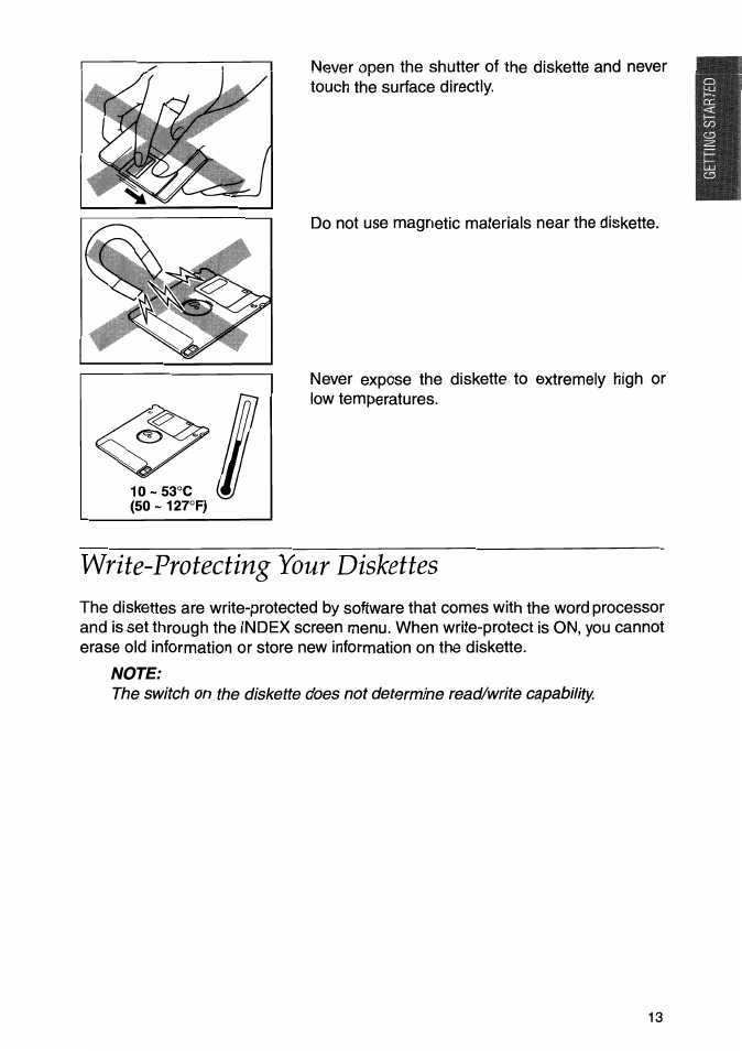 Write-protecting your diskettes | Brother WP-700D User Manual | Page 21 / 172