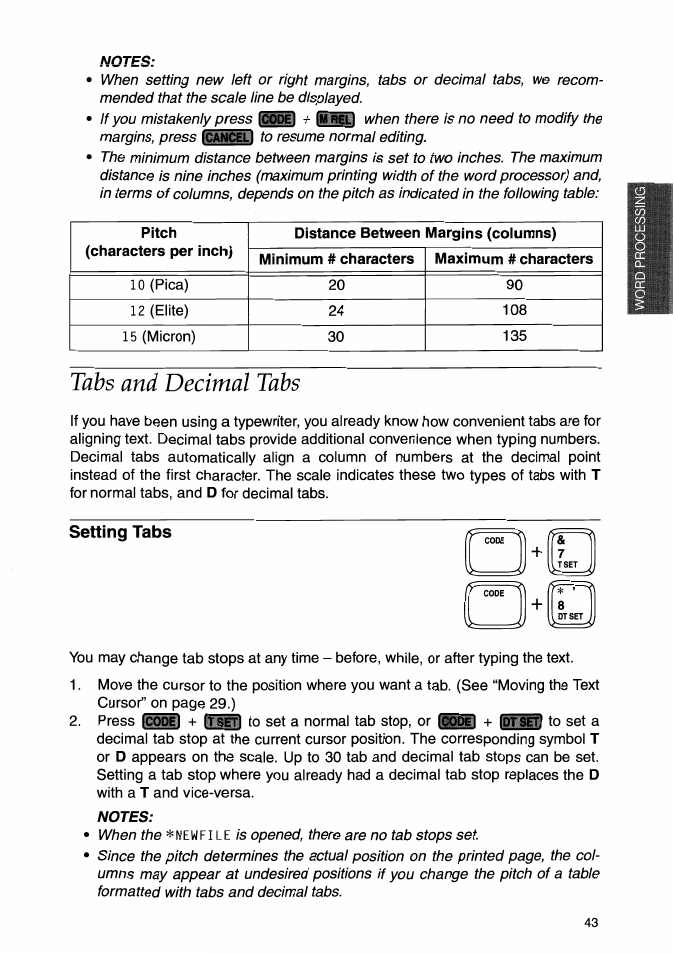 Tabs and decimal tabs, Setting tabs | Brother WP-700D User Manual | Page 51 / 172