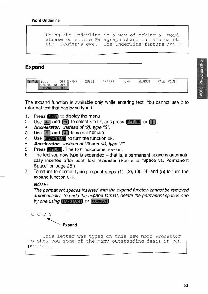 Expand, Note | Brother WP-700D User Manual | Page 61 / 172