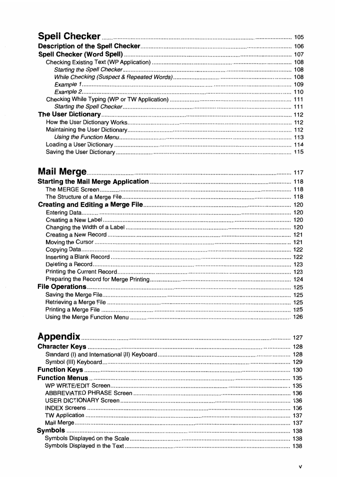 Speii checker, Appendix | Brother WP-700D User Manual | Page 7 / 172
