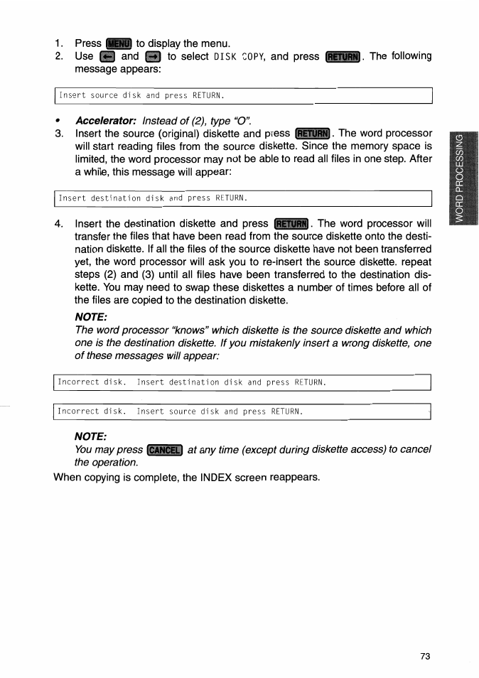 Note | Brother WP-700D User Manual | Page 81 / 172