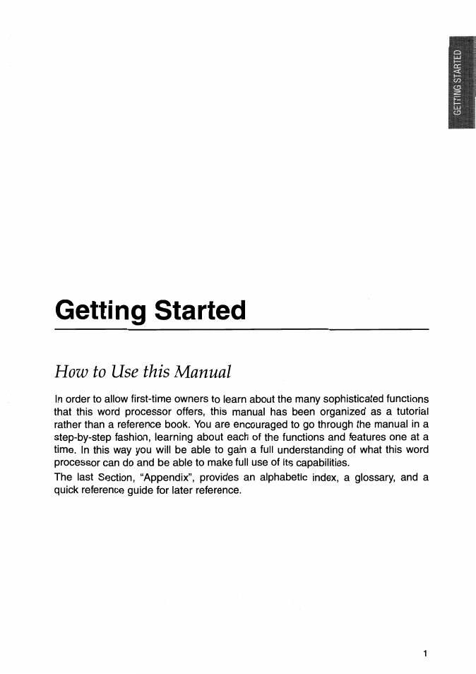 Getting started, Ноги to use this manual | Brother WP-700D User Manual | Page 9 / 172