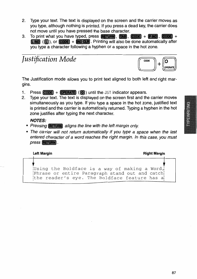 Justification mode | Brother WP-700D User Manual | Page 95 / 172