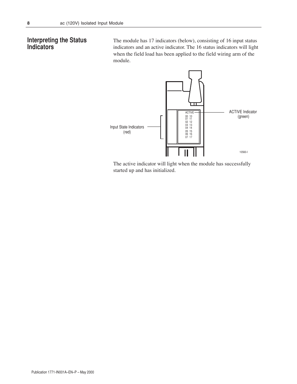 Interpreting the status indicators | Rockwell Automation 1771-ID16GM Installation Instructions User Manual | Page 8 / 12