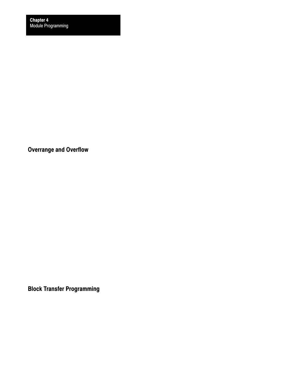 Overrange and overflow, Block transfer programming | Rockwell Automation 1771-QRD PULS FLOWMTR User Manual | Page 20 / 44