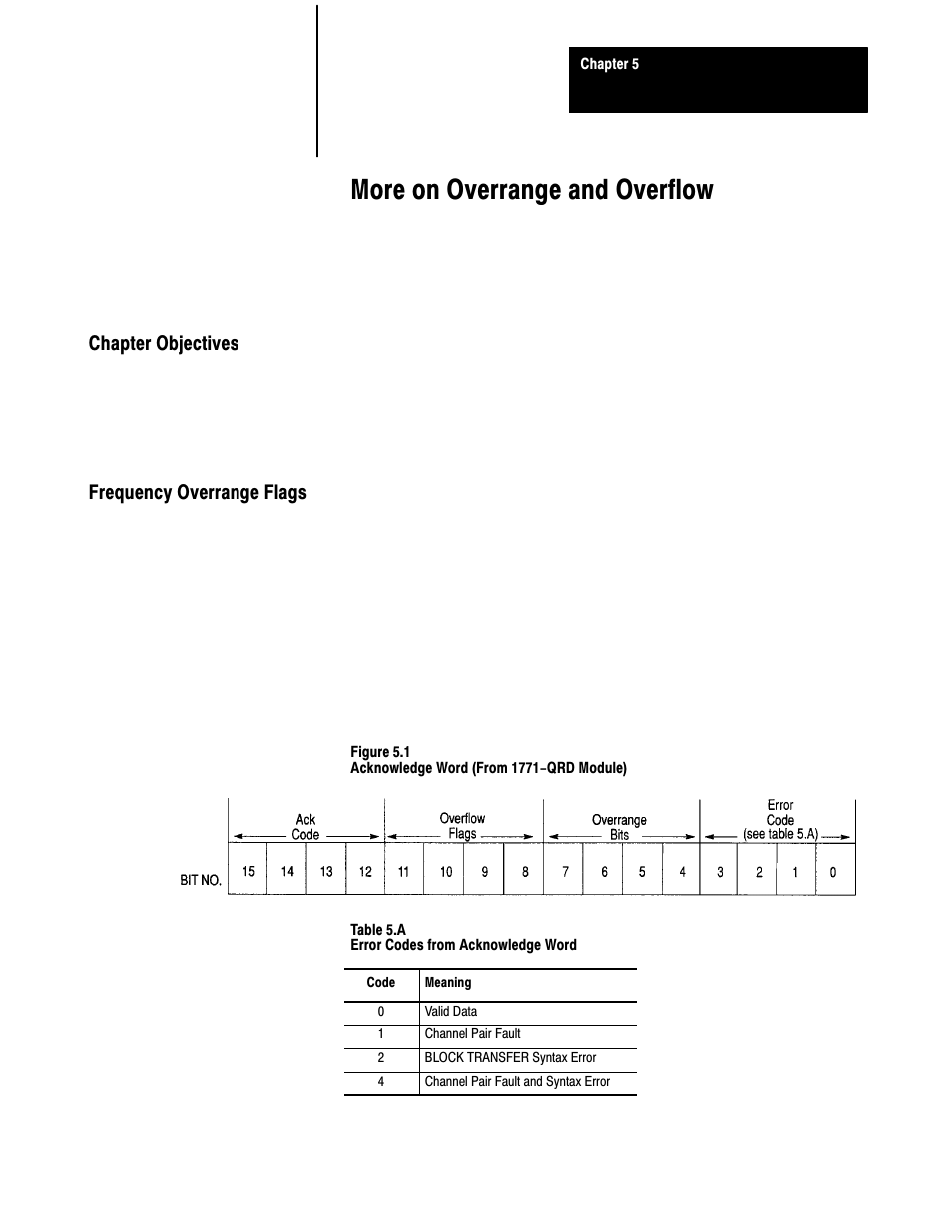 5 - more an overrange and overflow, Chapter objectives, Frequency overrange flags | More on overrange and overflow, Chapter objectives frequency overrange flags | Rockwell Automation 1771-QRD PULS FLOWMTR User Manual | Page 33 / 44