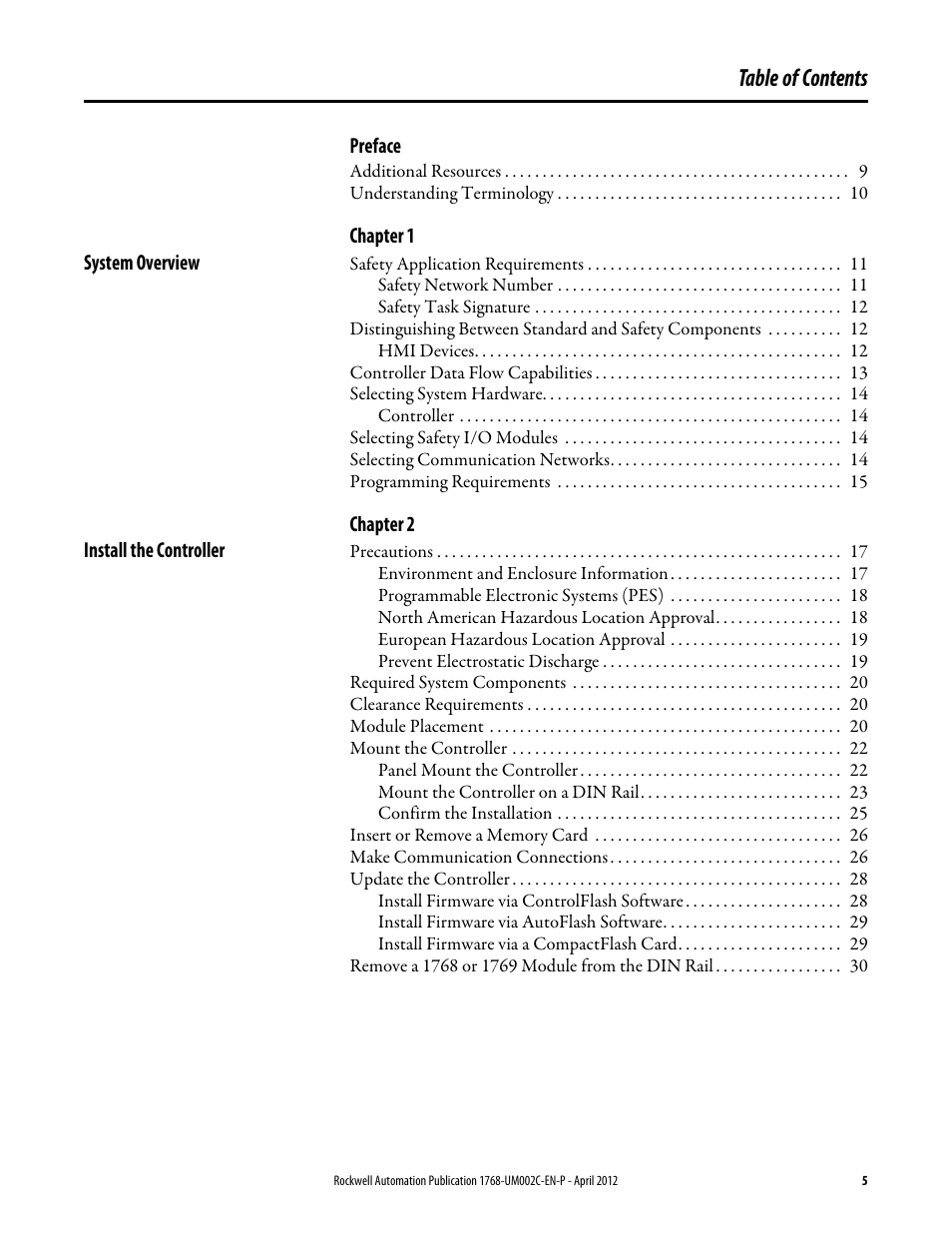 Rockwell Automation 1768-L45S Compact GuardLogix Controllers User Manual | Page 5 / 136