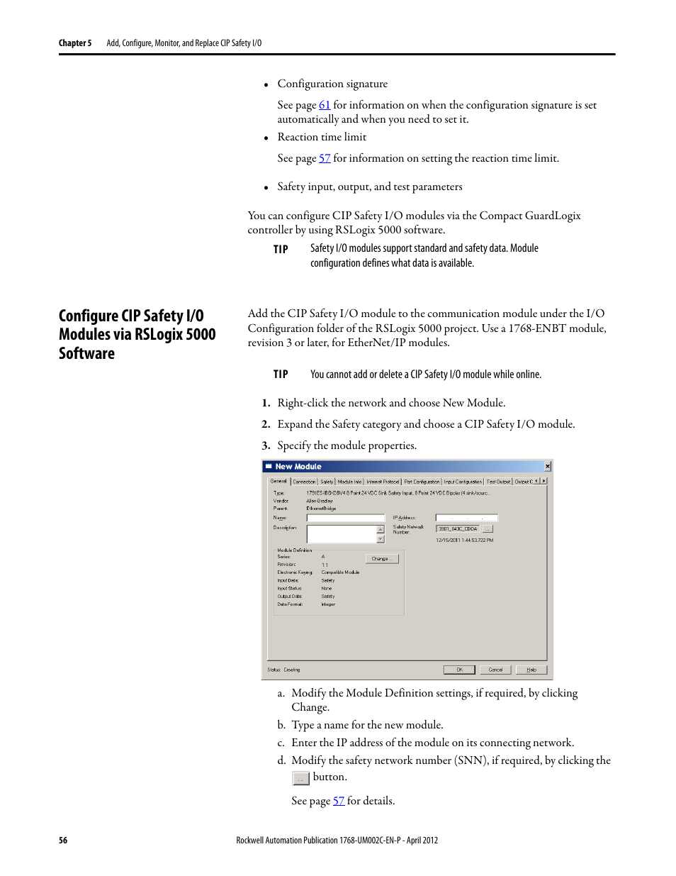 Rockwell Automation 1768-L45S Compact GuardLogix Controllers User Manual | Page 56 / 136